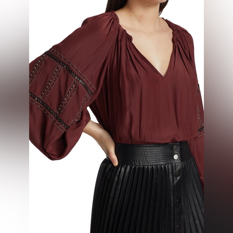 Ramy Brook Sally Beaded Blouse Sz Xs
